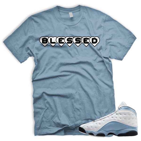 BLSSDHRT BLUE T Shirt To Match AJ J 13 Blue Grey Winter Whites Blueish Jezsport.com