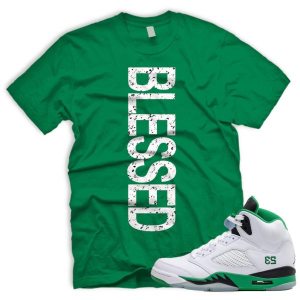 BLSSD T Shirt To Match AJ 5 Women's Lucky Green Black Ice Blue WMNS Retro V J Jezsport.com