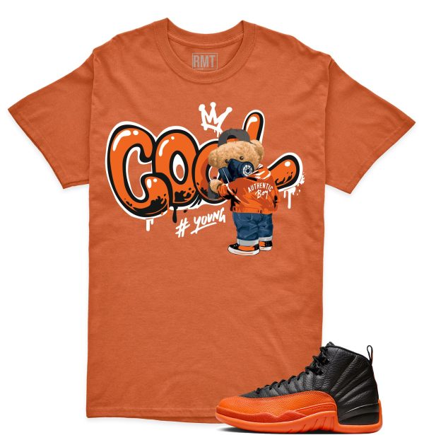 Jordan 12 Brilliant Orange Unisex T-Shirt, Cool Bear Tee To Match Sneaker Jezsport.com