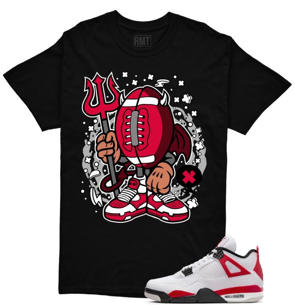 Red Cement 4s Matching Shirts, Football Evil Tee Matching Jordan 4 Red Cement Jezsport.com