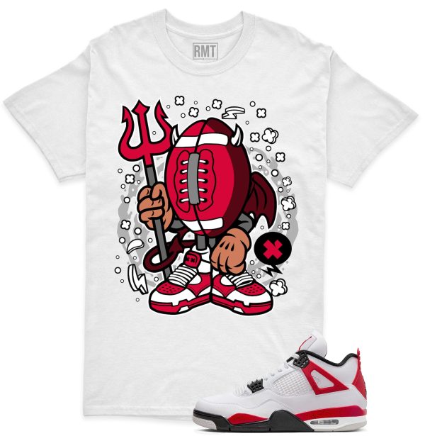 Red Cement 4s Matching Shirts, Football Evil Tee Matching Jordan 4 Red Cement Jezsport.com