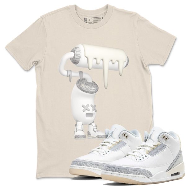 3D Paint Roller Sneaker Tee - Unisex Cotton Sneaker Shirts To Match Jordans 3s Craft Ivory Jezsport.com