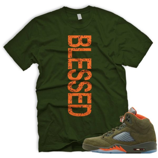 BLSSD T Shirt To Match Air J 5 Army Olive Solar Orange Jezsport.com