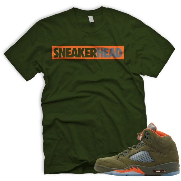 SNHD T Shirt To Match Air J 5 Army Olive Solar Orange Jezsport.com