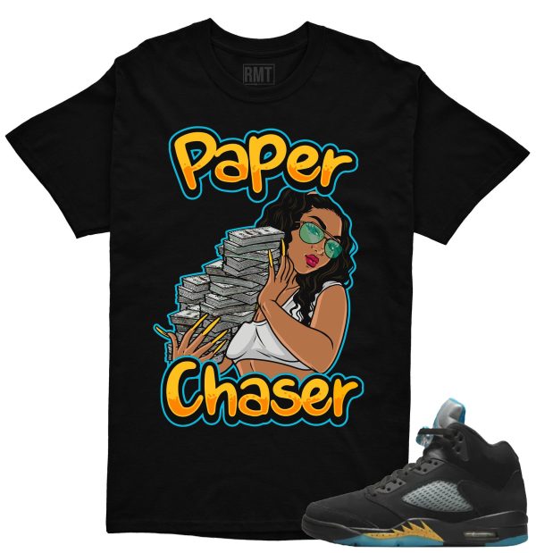 Aqua 5s Matching Shirts Paper Chaser Tee to match Jordan 5 Aqua Jezsport.com