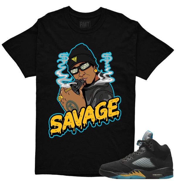 Aqua 5s Matching Shirts Dripping Savage Tee to match Jordan 5 Aqua Jezsport.com