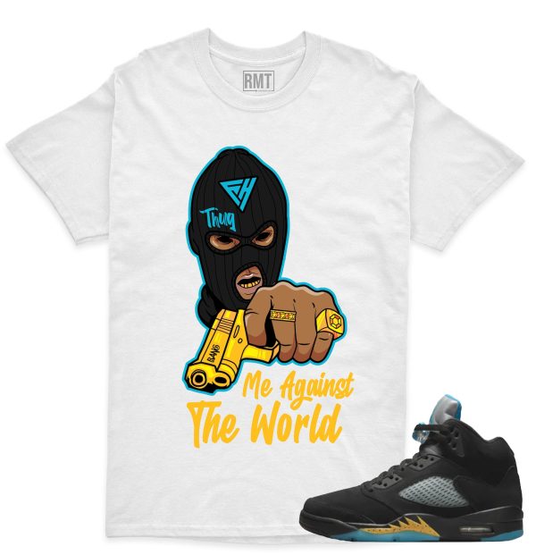 Aqua 5s Matching Shirts Me Against The World Tee to match Jordan 5 Aqua Jezsport.com