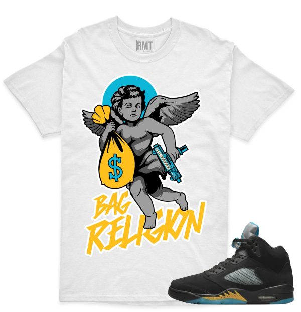 Aqua 5s Matching Shirts Bag Religion Tee to match Jordan 5 Aqua Jezsport.com