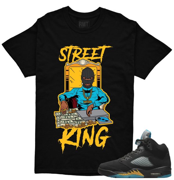 Aqua 5s Matching Shirts Street King Tee to match Jordan 5 Aqua Jezsport.com