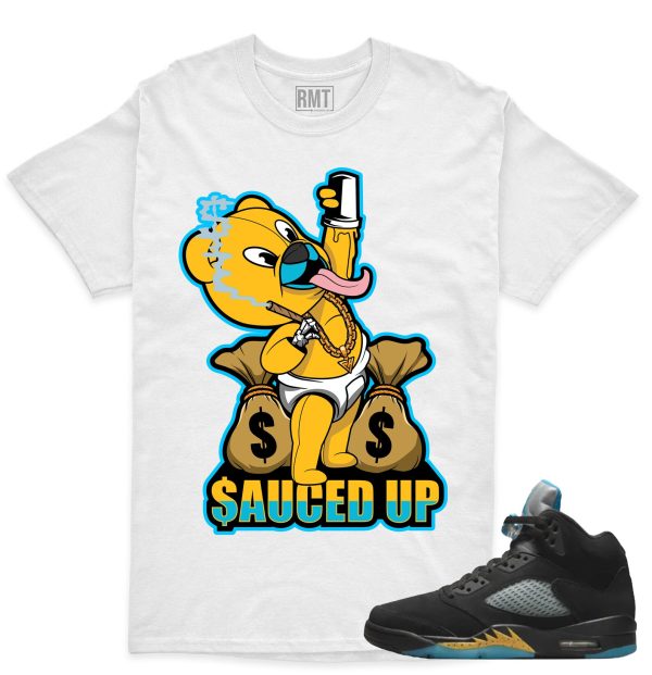 Aqua 5s Matching Shirts Sauced Up Tee to match Jordan 5 Aqua Jezsport.com