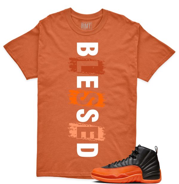 Jordan 12 Brilliant Orange Unisex T-Shirt, Blessed Tee To Match Sneaker Jezsport.com