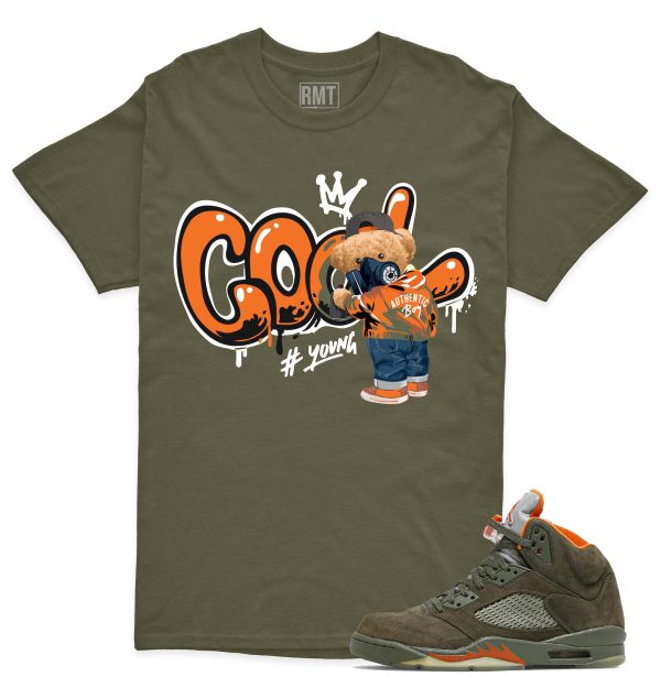 Jordan 5 Olive Unisex T-Shirt, Cool Bear Tee To Match 5s Olive Green Jezsport.com