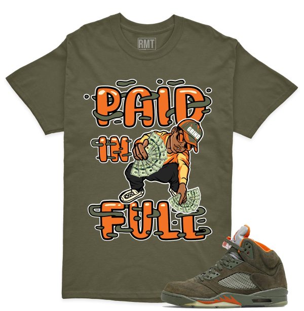 Jordan 5 Olive Unisex T-Shirt, Paid In Full Tee To Match 5s Olive Green Jezsport.com