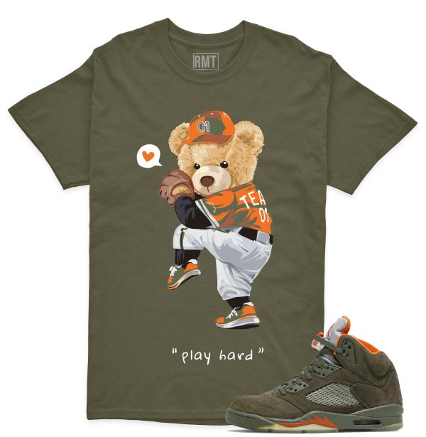 Jordan 5 Olive Unisex T-Shirt, Play Hard Tee To Match 5s Olive Green Jezsport.com