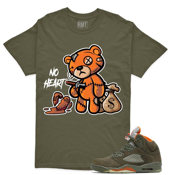 Jordan 5 Olive Unisex T-Shirt, No Heart Tee To Match 5s Olive Green Jezsport.com