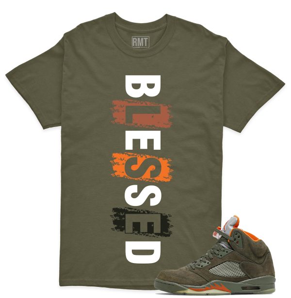 Jordan 5 Olive Unisex T-Shirt, Blessed Tee To Match 5s Olive Green Jezsport.com