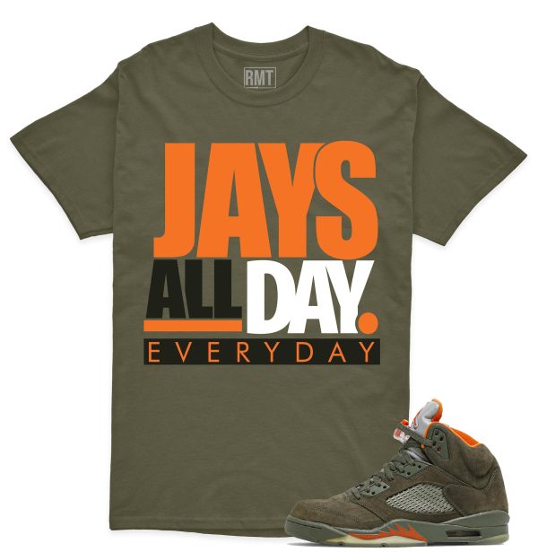 Jordan 5 Olive Unisex T-Shirt, Jays all day Tee To Match 5s Olive Green Jezsport.com