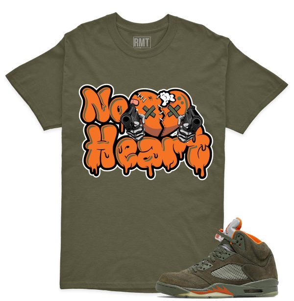 Jordan 5 Olive Unisex T-Shirt, No Heart Tee To Match 5s Olive Green Jezsport.com