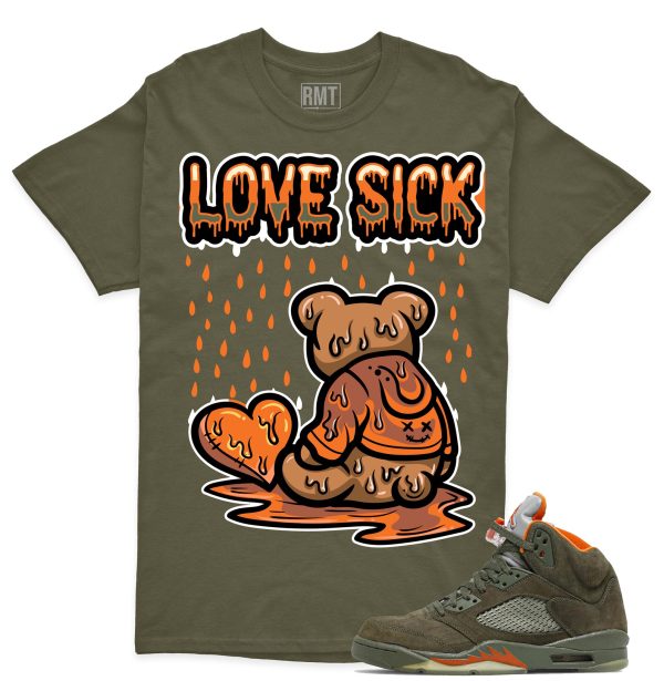 Jordan 5 Olive Unisex T-Shirt, Love Sick Tee To Match 5s Olive Green Jezsport.com