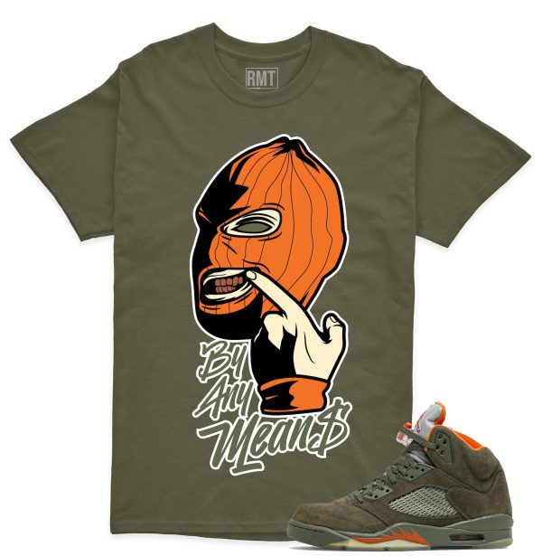 Jordan 5 Olive Unisex T-Shirt, By Any Means Tee To Match 5s Olive Green Jezsport.com