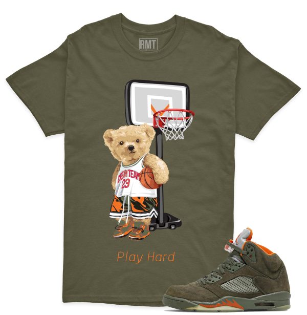 Jordan 5 Olive Unisex T-Shirt, Play Hard Tee To Match 5s Olive Green Jezsport.com