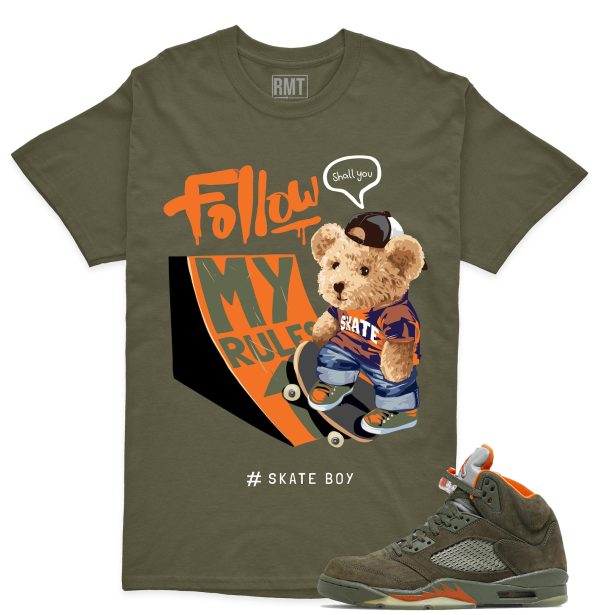 Jordan 5 Olive Unisex T-Shirt, Skate Boy Tee To Match 5s Olive Green Jezsport.com