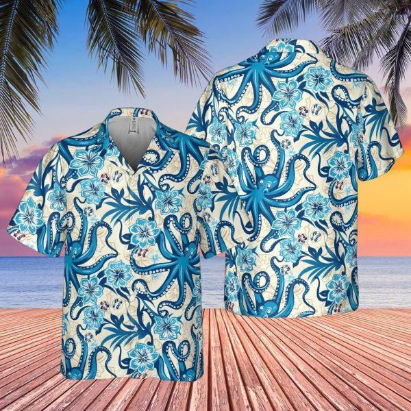 Octopus Blue Hawaiian Shirt, Ocean Aloha Shirt, Summer For Men and Women Jezsport.com