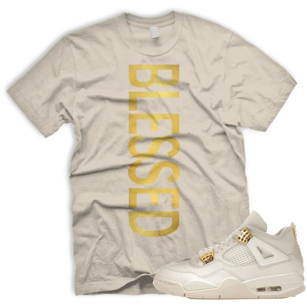 BLESSEDVERT T Shirt To Match Air J 4 WMNS Metallic Gold Sail Black Jezsport.com