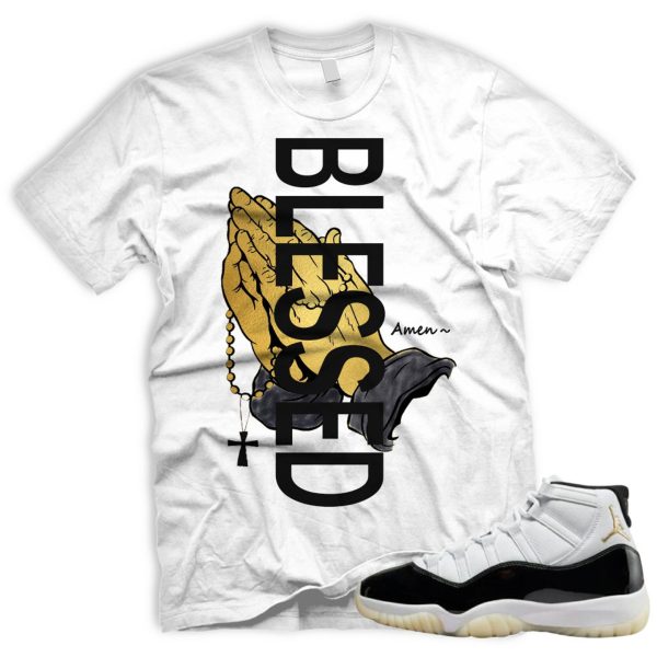 BLESSEDHANDS T Air J 11 Gratitude DMP Retro White Black Metallic Gold 2023 Jezsport.com