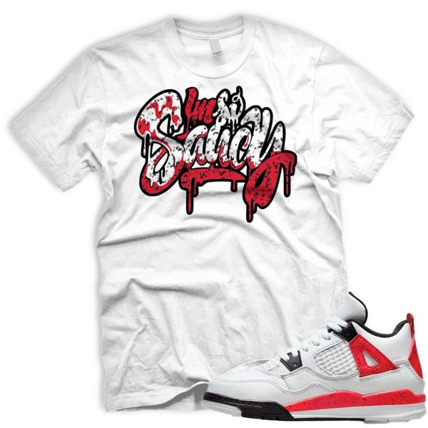 SAUCY Tshirt Match AIR J 4 Retro Red Cement Fire Red Neutral Grey Black White Jezsport.com