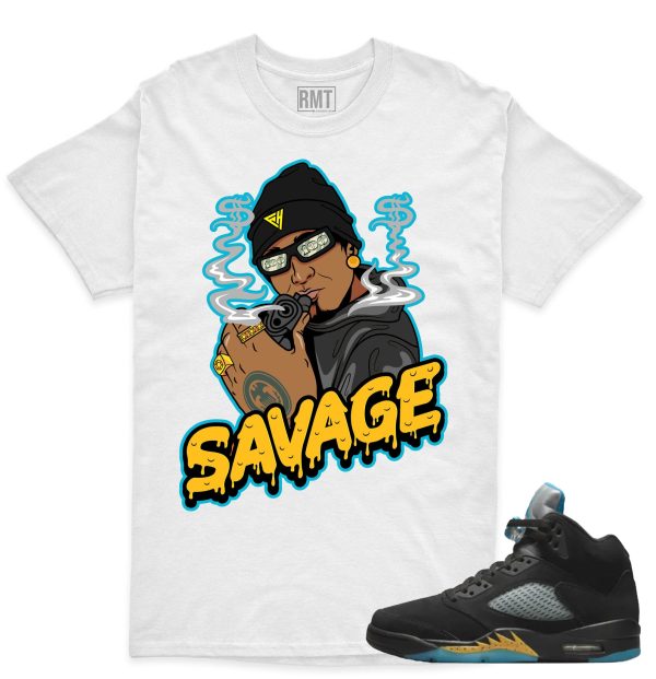 Aqua 5s Matching Shirts Dripping Savage Tee to match Jordan 5 Aqua Jezsport.com