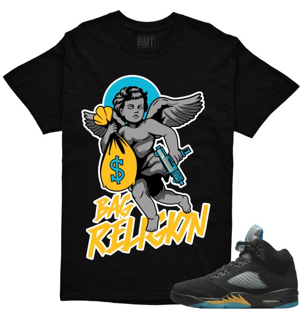 Aqua 5s Matching Shirts Bag Religion Tee to match Jordan 5 Aqua Jezsport.com