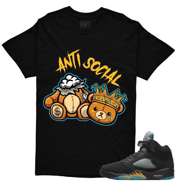 Aqua 5s Matching Shirts Anti Social Tee to match Jordan 5 Aqua Jezsport.com