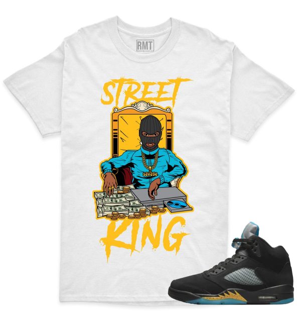 Aqua 5s Matching Shirts Street King Tee to match Jordan 5 Aqua Jezsport.com