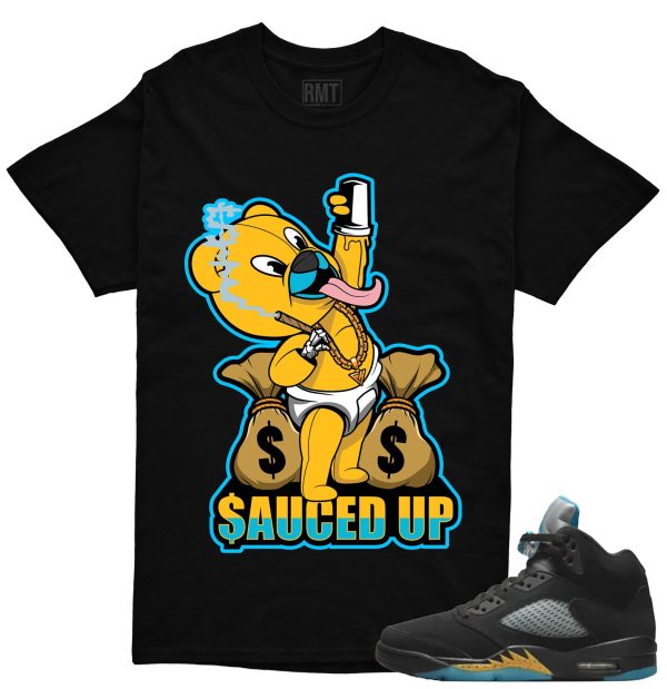 Aqua 5s Matching Shirts Sauced Up Tee to match Jordan 5 Aqua Jezsport.com