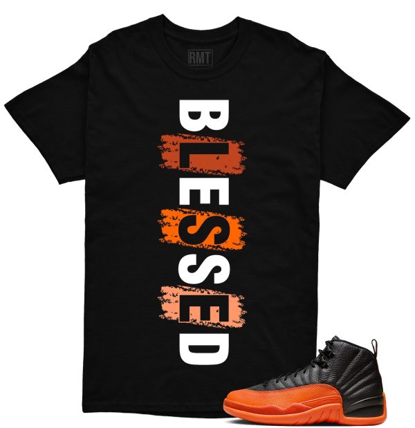 Jordan 12 Brilliant Orange Unisex T-Shirt, Blessed Tee To Match Sneaker Jezsport.com