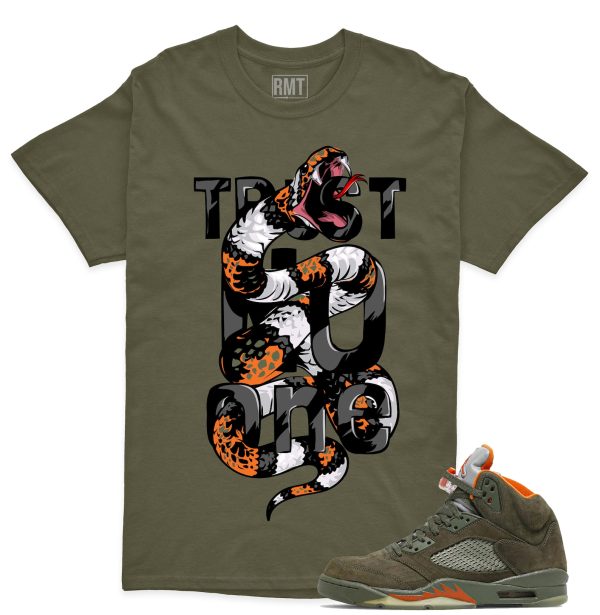 Jordan 5 Olive Unisex T-Shirt, Trust No One Tee To Match 5s Olive Green Jezsport.com