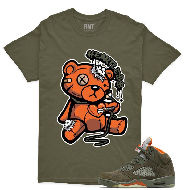 Jordan 5 Olive Unisex T-Shirt, Heart Less Tee To Match 5s Olive Green Jezsport.com