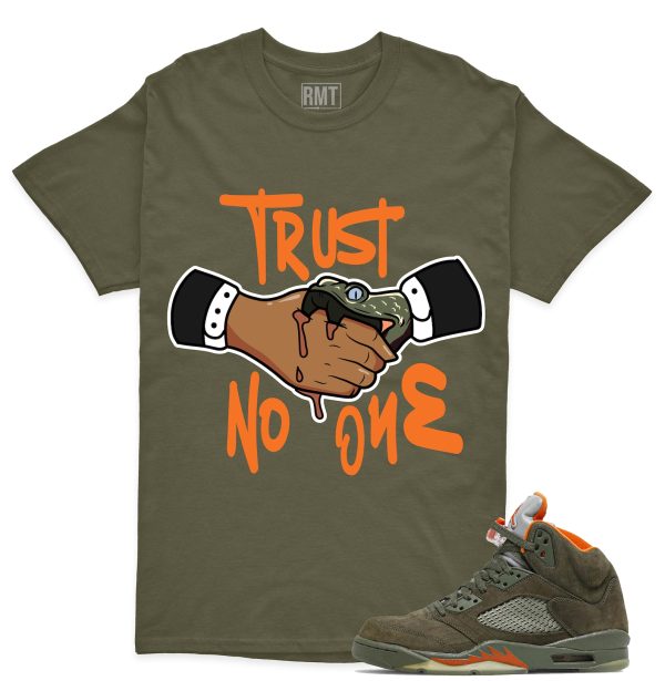 Jordan 5 Olive Unisex T-Shirt, Trust No One Tee To Match 5s Olive Green Jezsport.com