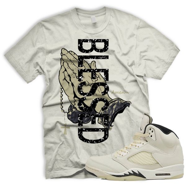 BLSSDHNDS T Shirt To Match Air J 5 Retro SE Sail Orewood Brown Black Coconut Milk Jezsport.com