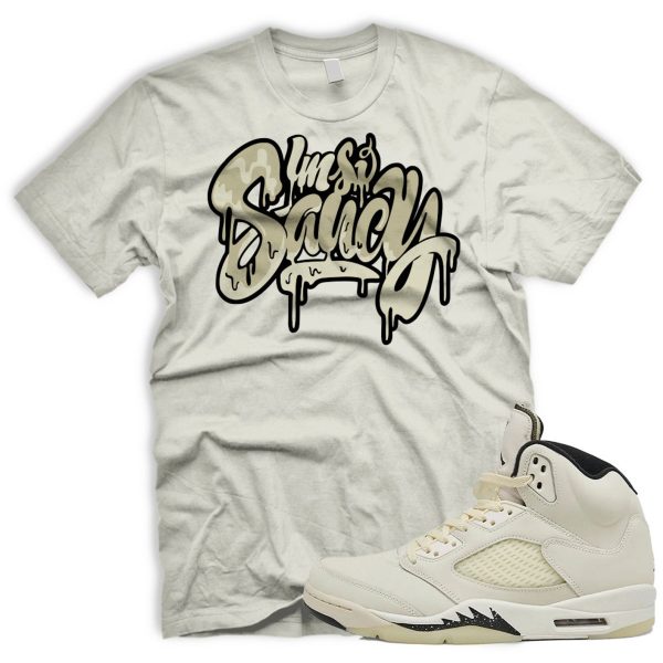 SAUCY Air J 5 Retro SE Sail Orewood Brown Black Coconut Milk T-Shirt Match Sneaker Jezsport.com