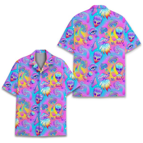 Mushroom And Alien Hawaiian Shirt, Summer For Men and Women Jezsport.com