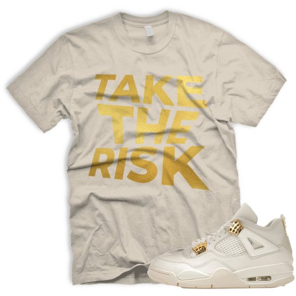 RISK T Shirt To Match Air J 4 WMNS Metallic Gold Sail Black Jezsport.com