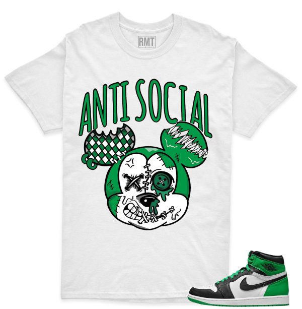 Jordan 1 High OG Lucky Green Shirt, Anti Social Tee Matching Lucky Green 1s Jezsport.com