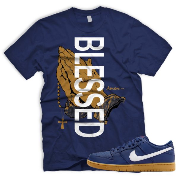 BLSSDHNDS SB Dunk Low Navy Gum Light Brown White T-Shirt Match Sneaker Jezsport.com