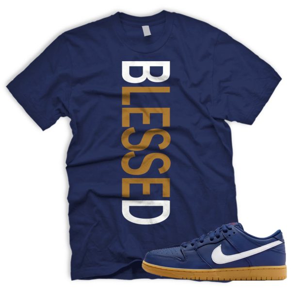 BLSSD SB Dunk Low Navy Gum Light Brown White T-Shirt Match Sneaker Jezsport.com