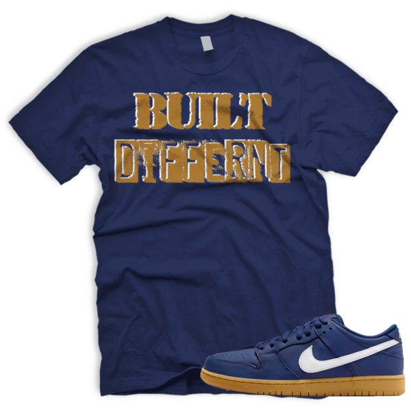 BUILT DIFF SB Dunk Low Navy Gum Light Brown White T-Shirt Match Sneaker Jezsport.com