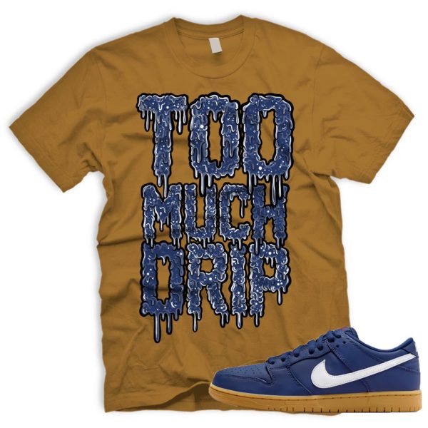 DRIP SB Dunk Low Navy Gum Light Brown White T-Shirt Match Sneaker Jezsport.com