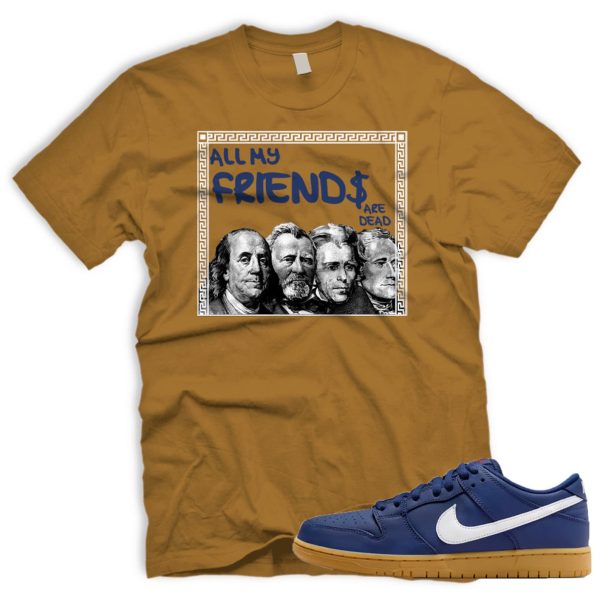 FRNDS SB Dunk Low Navy Gum Light Brown White T-Shirt Match Sneaker Jezsport.com