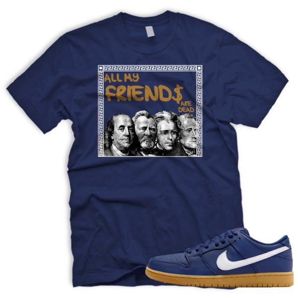 FRNDS SB Dunk Low Navy Gum Light Brown White T-Shirt Match Sneaker Jezsport.com